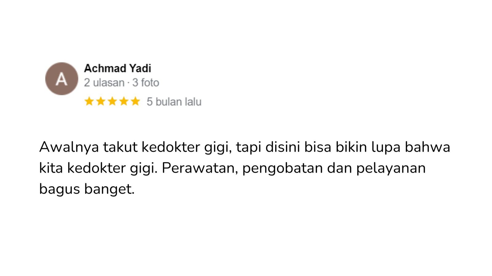 Ulasan tentang pelayanan klinik gigi Dental 21