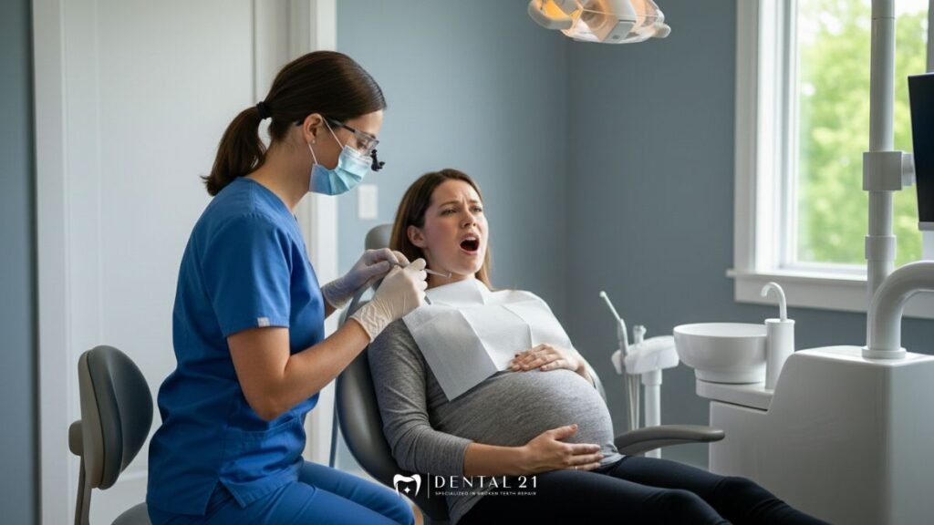 Ibu Hamil sedang diperiksa dokter gigi