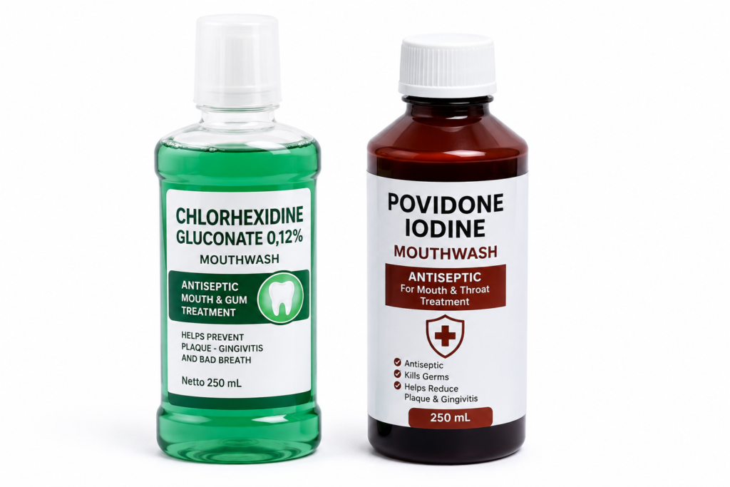 Obat Kumur Antiseptik (Chlorhexidine, Povidone Iodine)